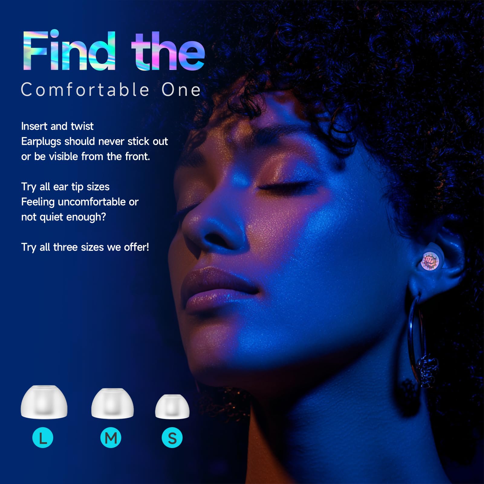Tapones QWH con diseño ergonómico para uso prolongado sin molestias.