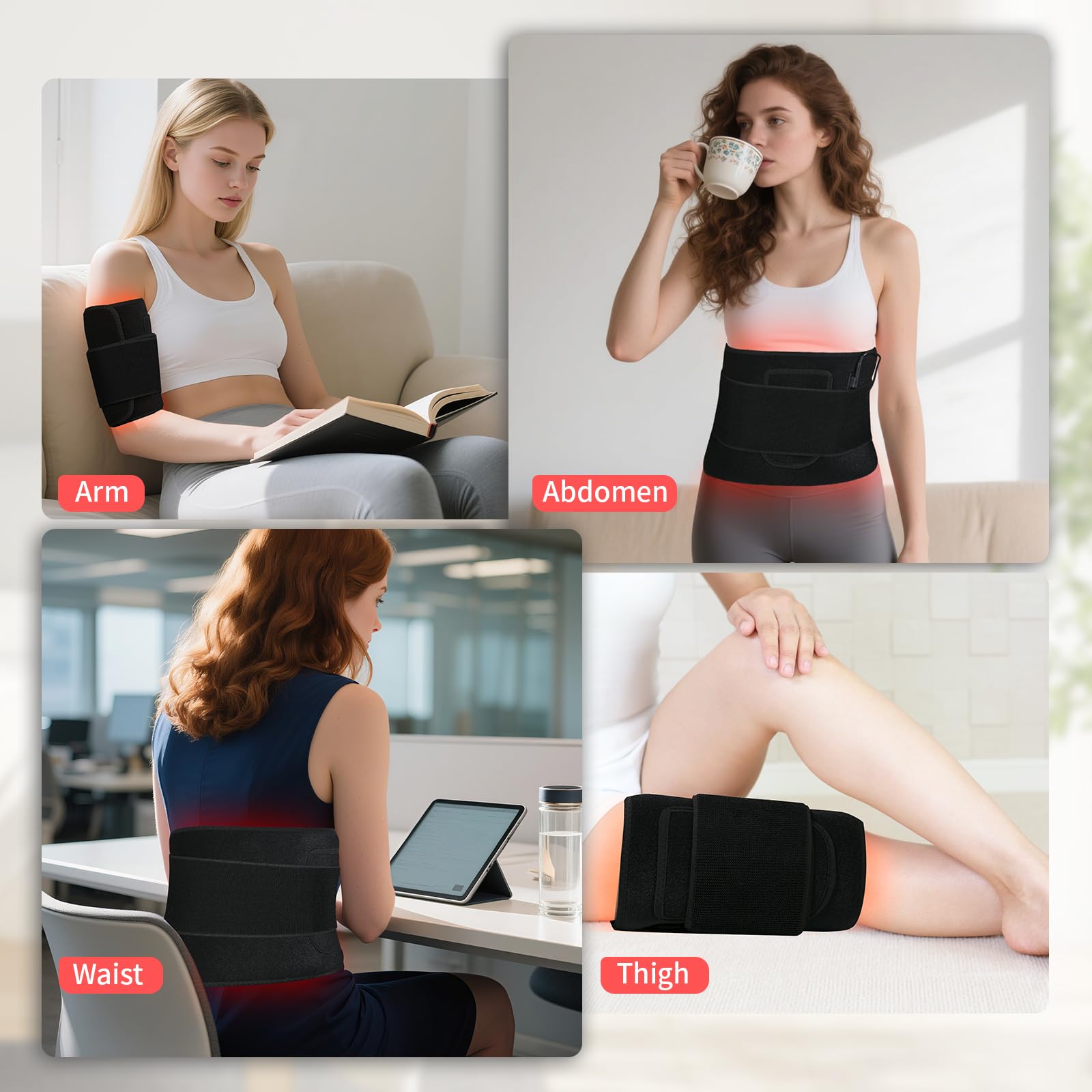 Qworaky chip 850nm detalle para calor suave y confort muscular.