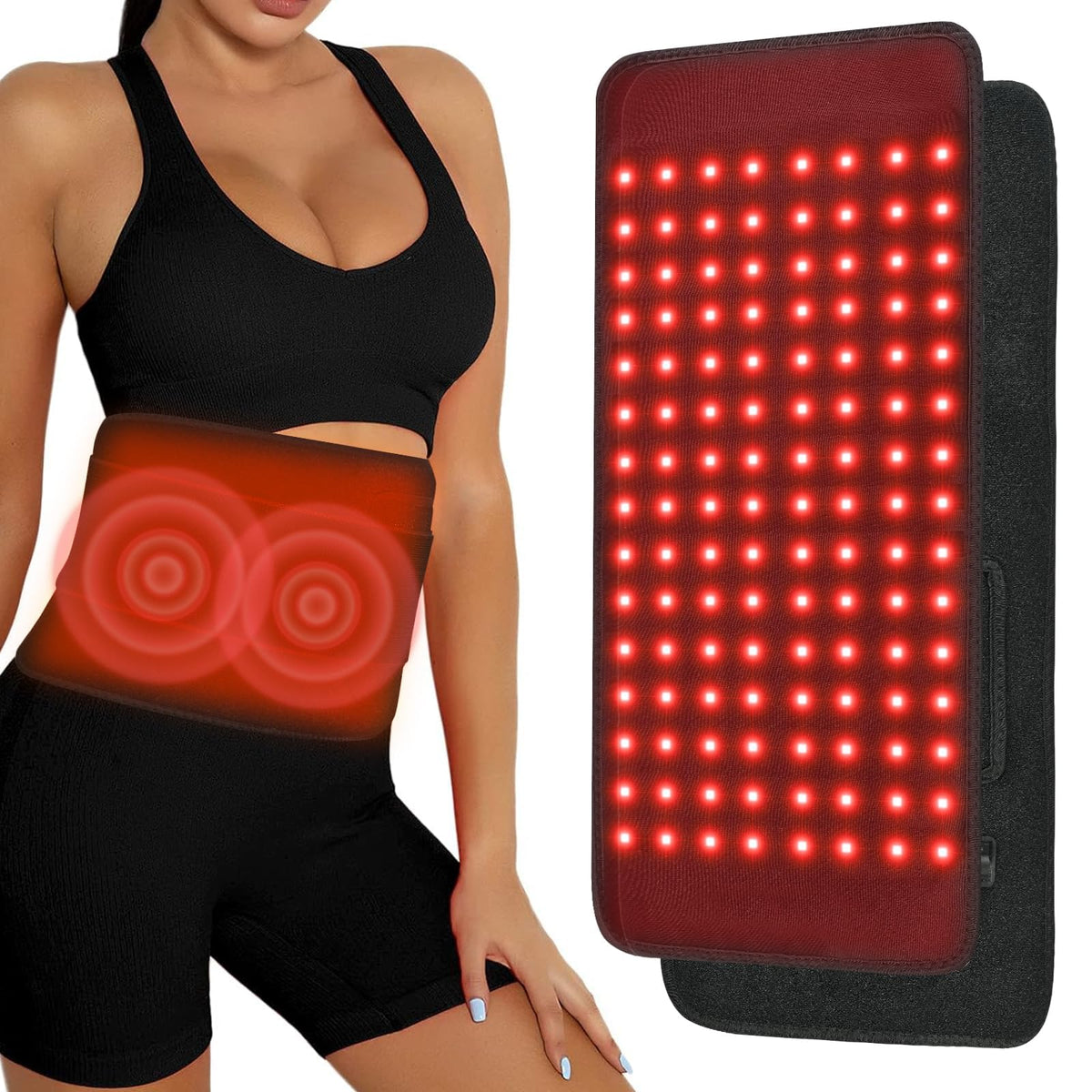 Qworaky cinturon terapia luz roja 660nm/850nm para relajación muscular.