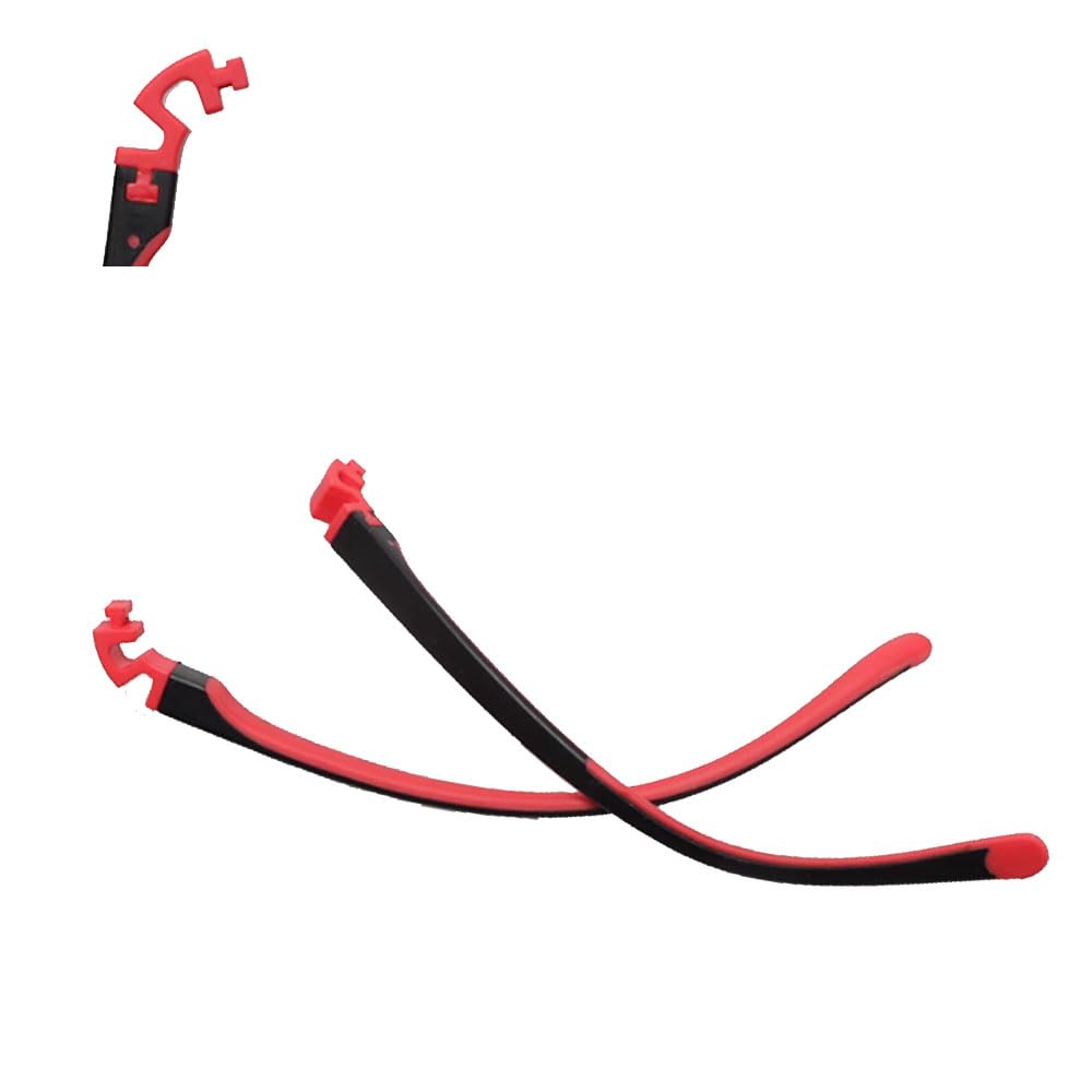 Brazos de gafas QYAJS para niños en negro y rojo, repuesto práctico para desgaste diario.