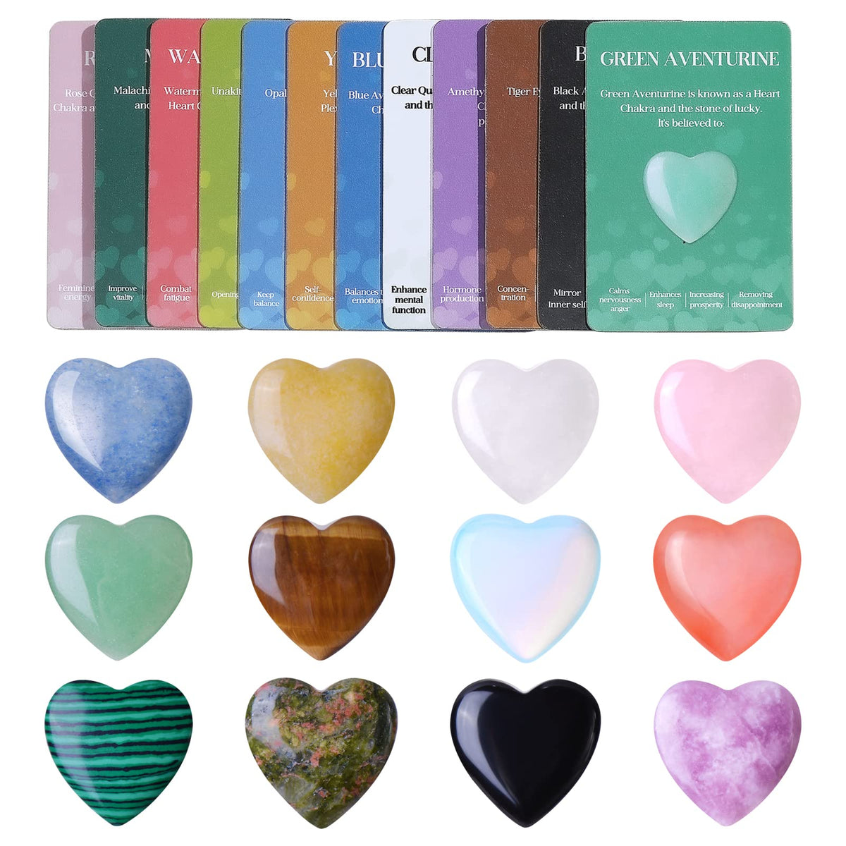 QYDCX corazones de cristal palma 0,8 pulgadas para meditación y equilibrio emocional