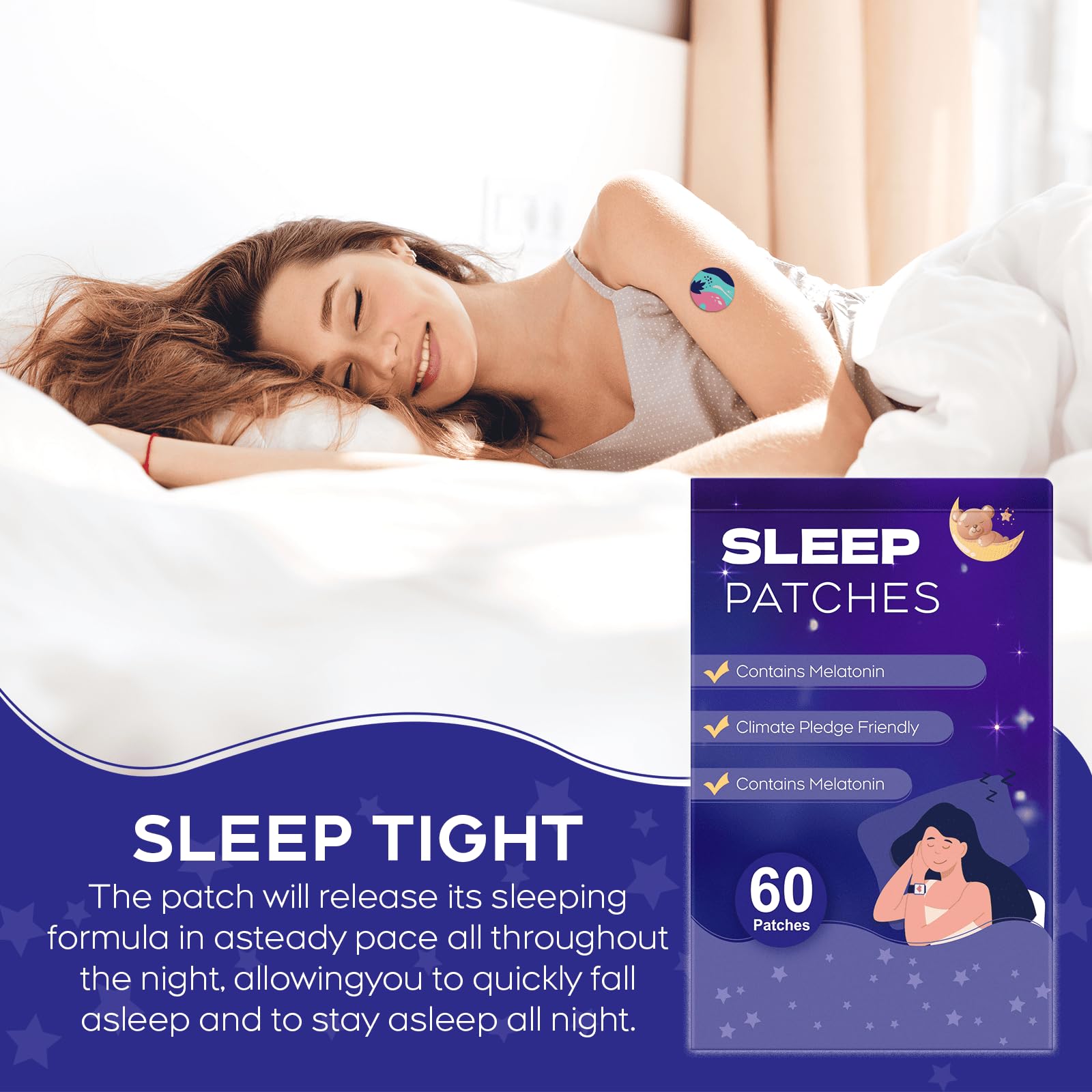 Parche RAAYAM de sueño con adhesión resistente durante toda la noche.