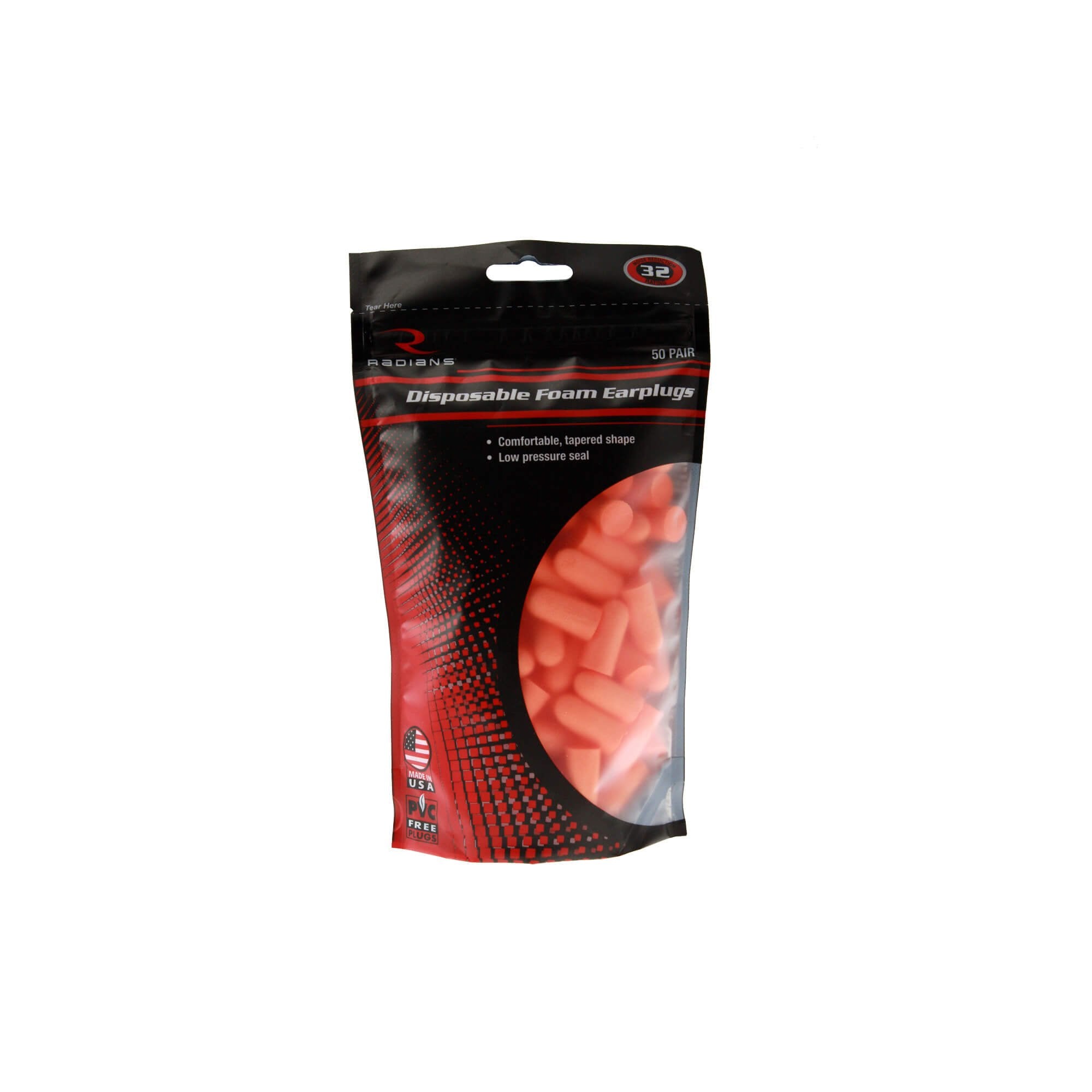 Tapones Radians FP70BG50 de espuma naranja; bloquean el ruido, útiles con la bolsa de 50 pares.
