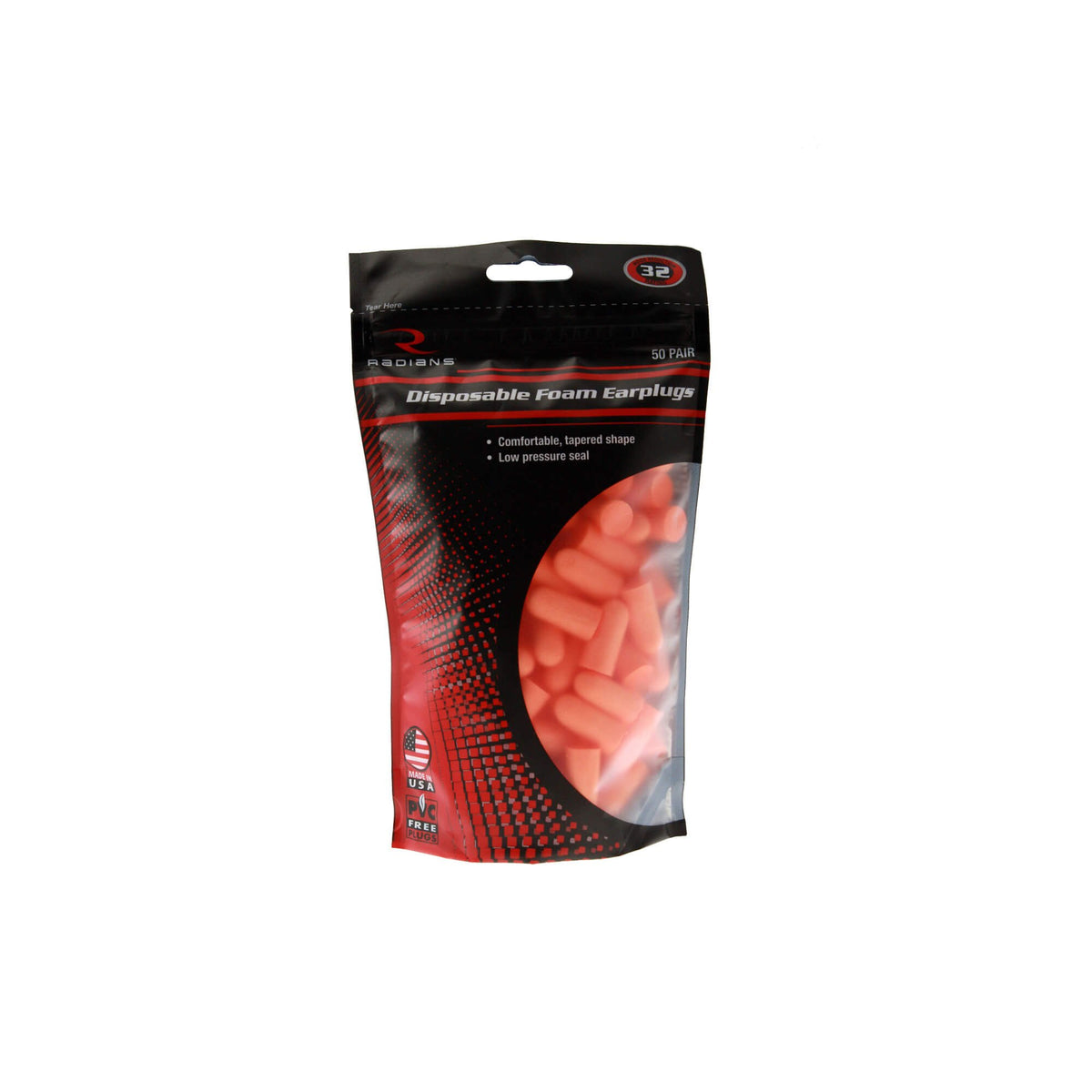 Tapones Radians FP70BG50 de espuma naranja; bloquean el ruido, útiles con la bolsa de 50 pares.