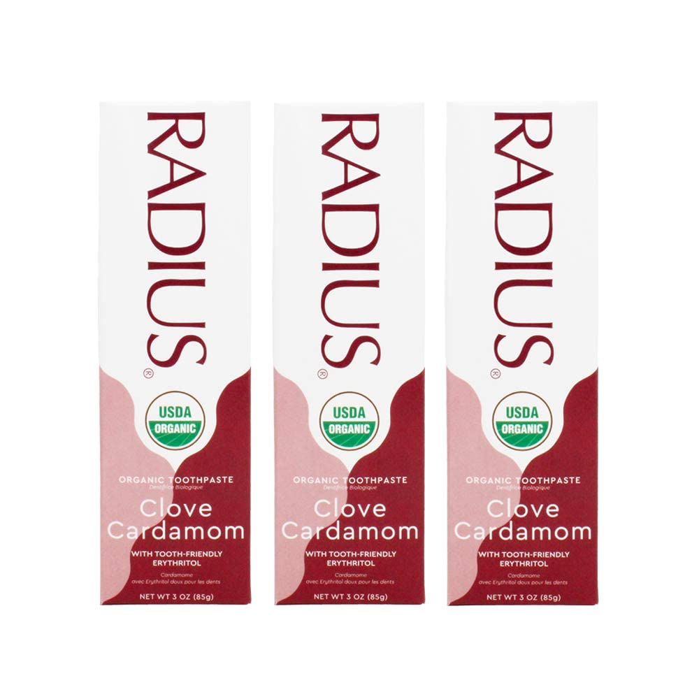 RADIUS dentífrico clavo cardamomo 3oz en tubo para aliento fresco diario