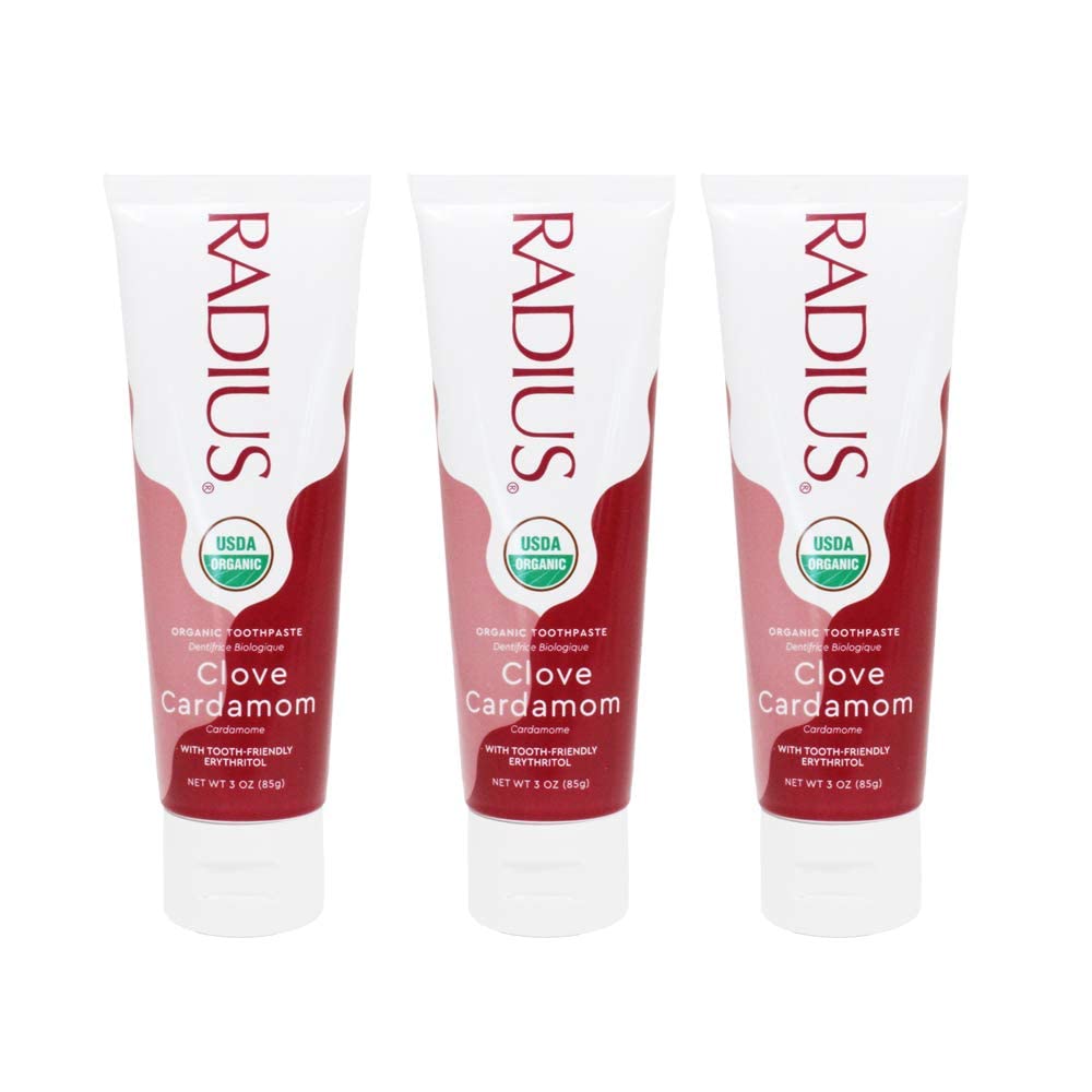 RADIUS pack 3 dentífricos clavo cardamomo para viaje y casa