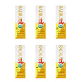 RADIUS pasta de dientes orgánica para niños, tubo visible, sabor coco-plátano, cepillado seguro.