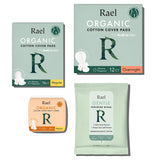 Rael compresas con cobertura de algodón orgánico para uso diario y confort.