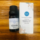 Etiqueta de Rainbow Abby Gardenia con información de procedencia italiana y método CO2.