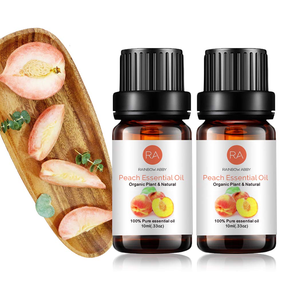 Rainbow Abby Aceite Esencial Melocotón, botella de 10 ml para difusor con aroma refrescante.