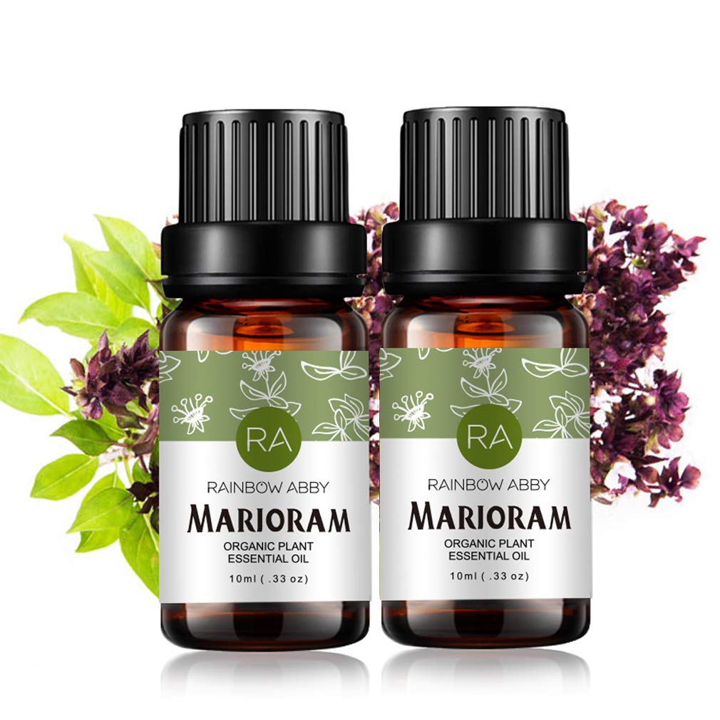 Aceite de Mejorana Rainbow Abby, botella de 10 ml, ideal para usar en difusor y aromatizar ambientes.