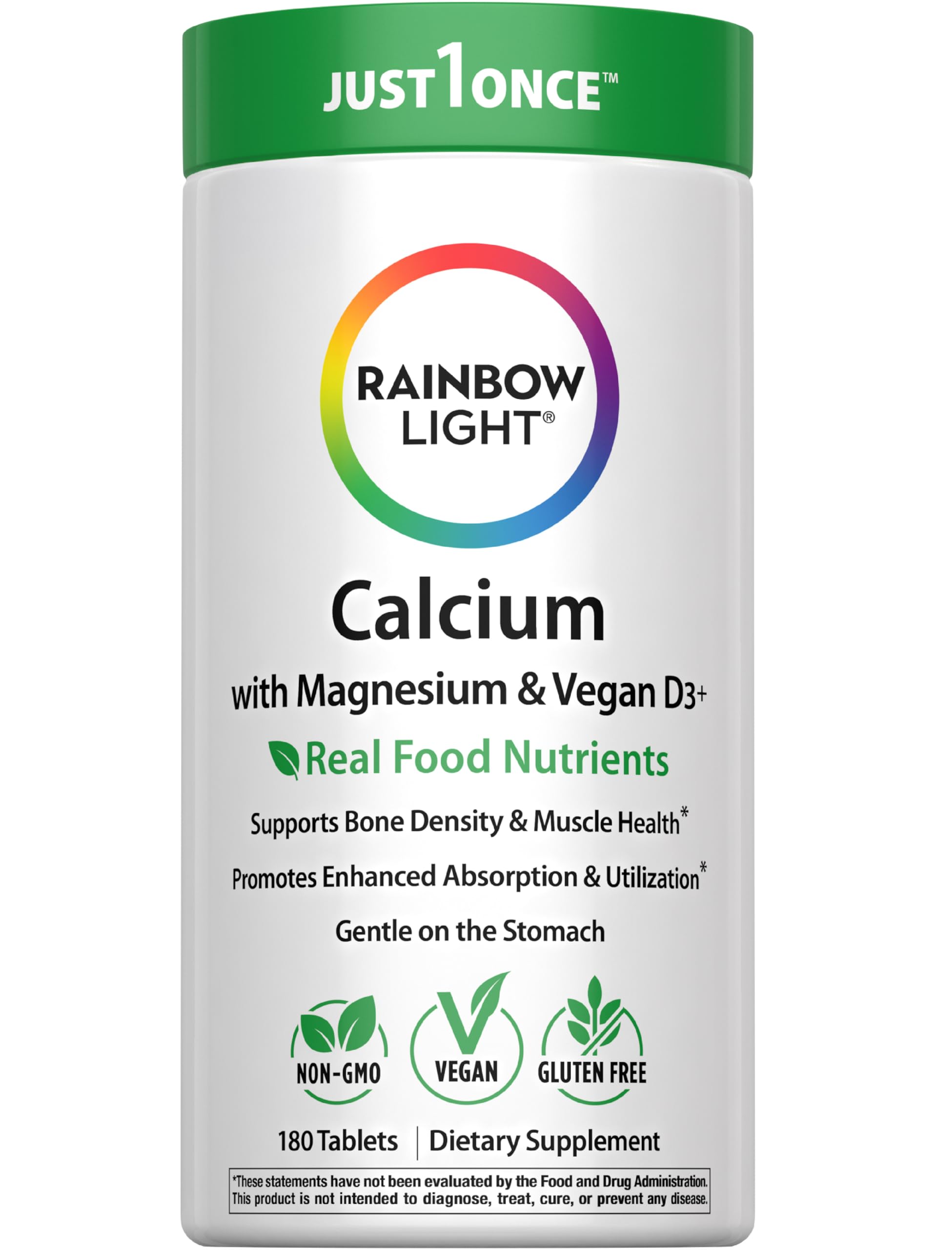 Rainbow Light calcio con magnesio y D3, botella para consumo diario.