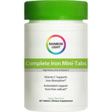 Rainbow Light Hierro Completo Mini-Tabletas, botella cercana, soporte suave para absorción