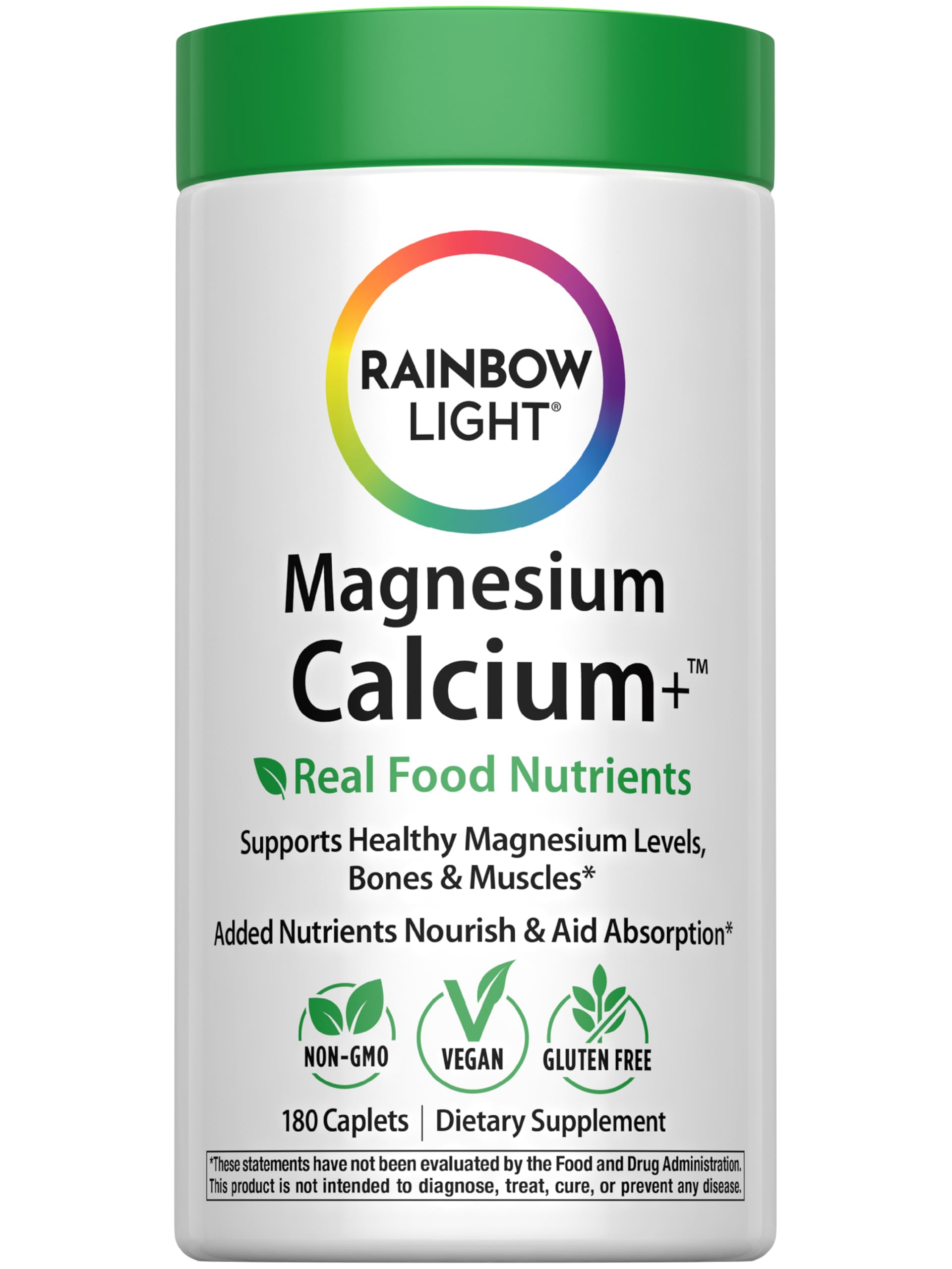 Rainbow Light Magnesio-Calcio: tabletas en mano, apoyo a músculos y huesos para el día a día