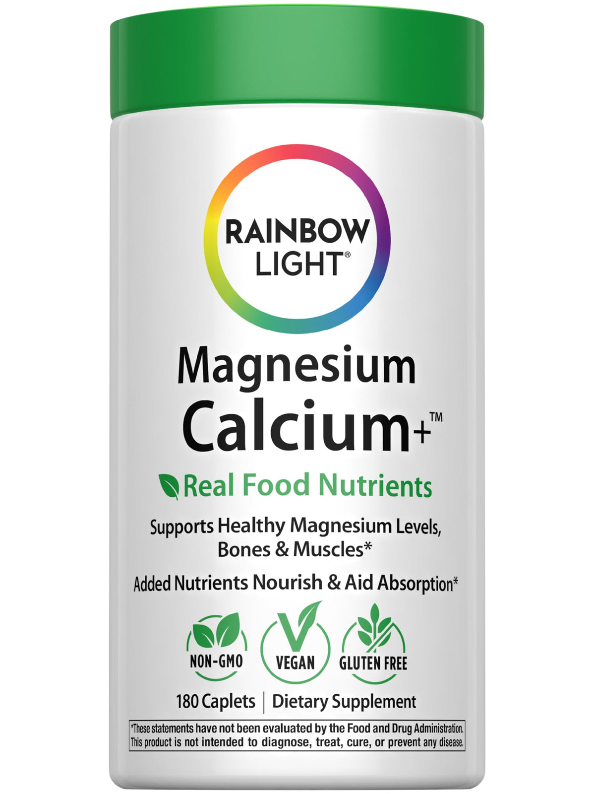 Rainbow Light Magnesio-Calcio: tabletas en mano, apoyo a músculos y huesos para el día a día