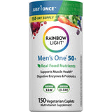 Rainbow Light Mens One 50+ frente a la botella, apoyo a la nutrición diaria.
