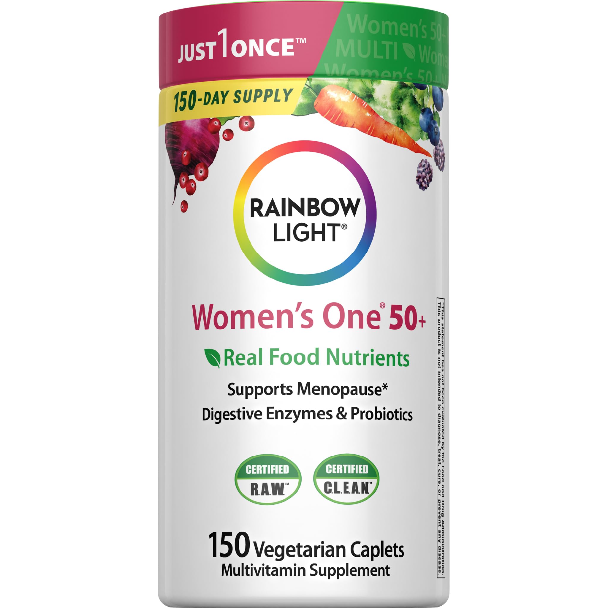 Rainbow Light Mujer 50+ cápsula vegetariana para energía diaria.