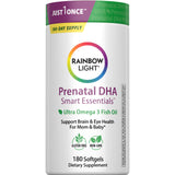 Rainbow Light Prenatal DHA: bote con cápsulas suaves para embarazo y lactancia.