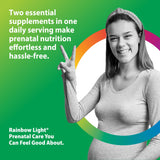 Rainbow Light Prenatal DHA empaque con etiqueta clara para identificar nutrientes.