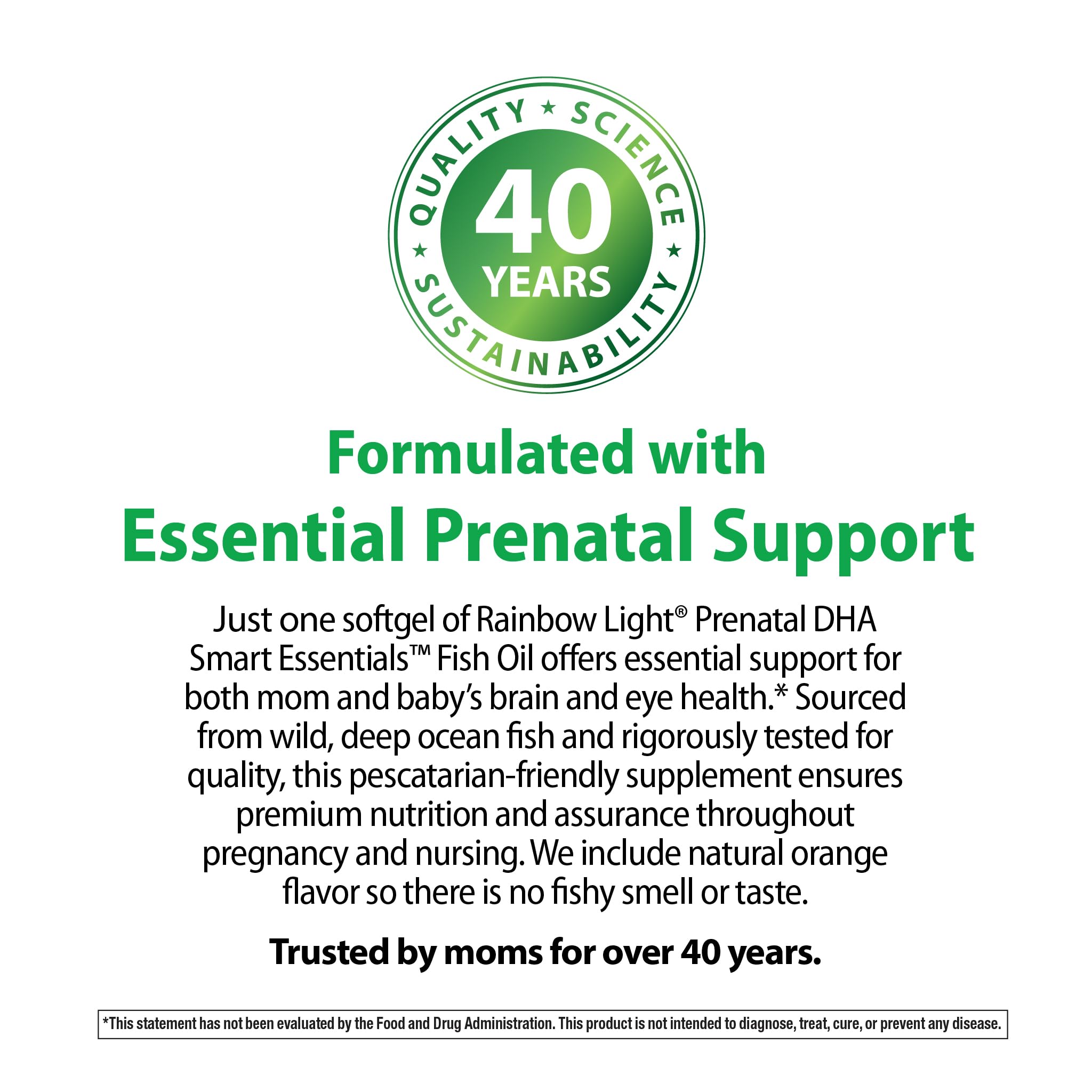 Rainbow Light Prenatal DHA: cápsulas libres de gluten y no-GMO para dieta consciente.