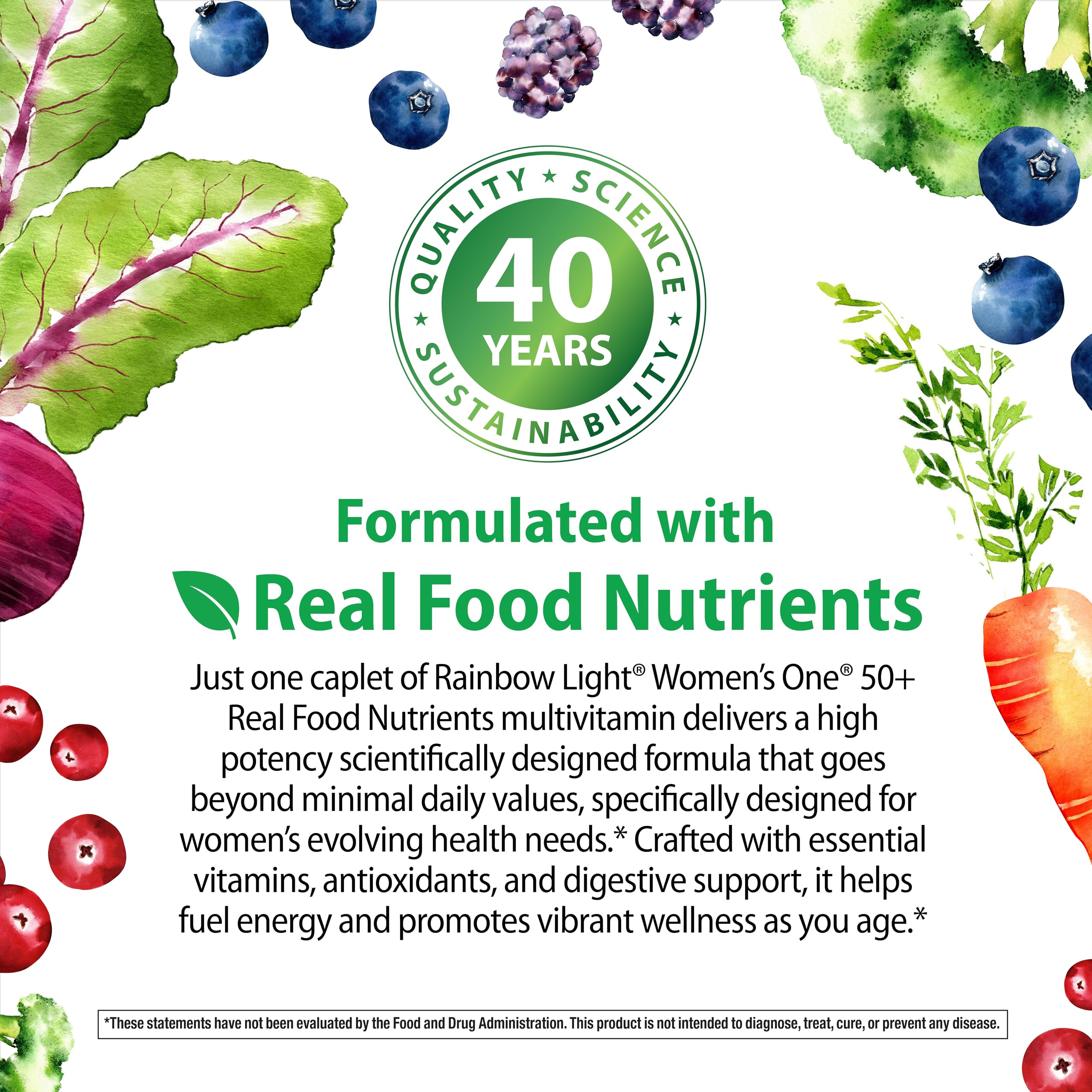 Rainbow Light 50+ vitaminas y minerales en empaque certificado