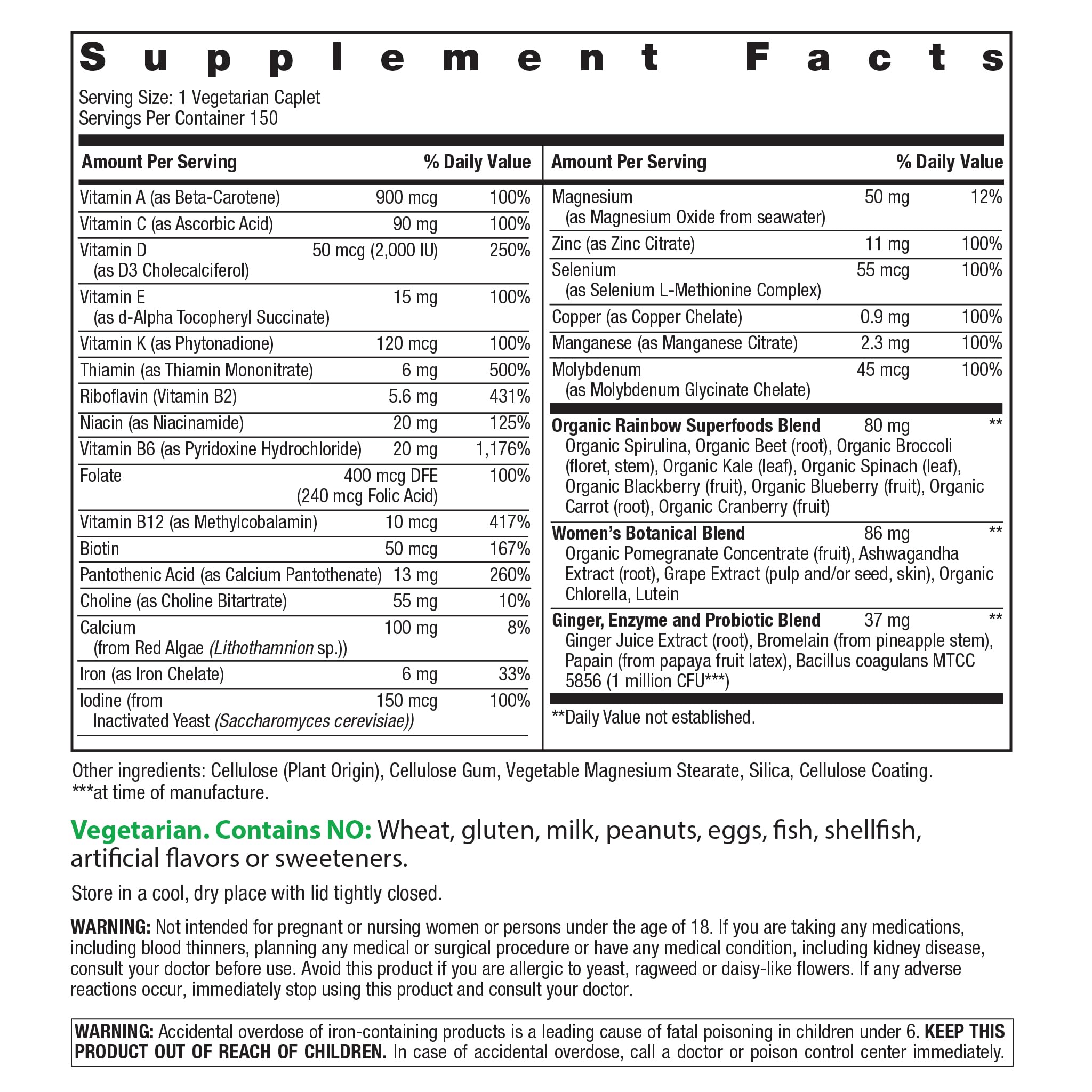 Rainbow Light Women’s One multivitamínico, dosis diaria, energía sostenida