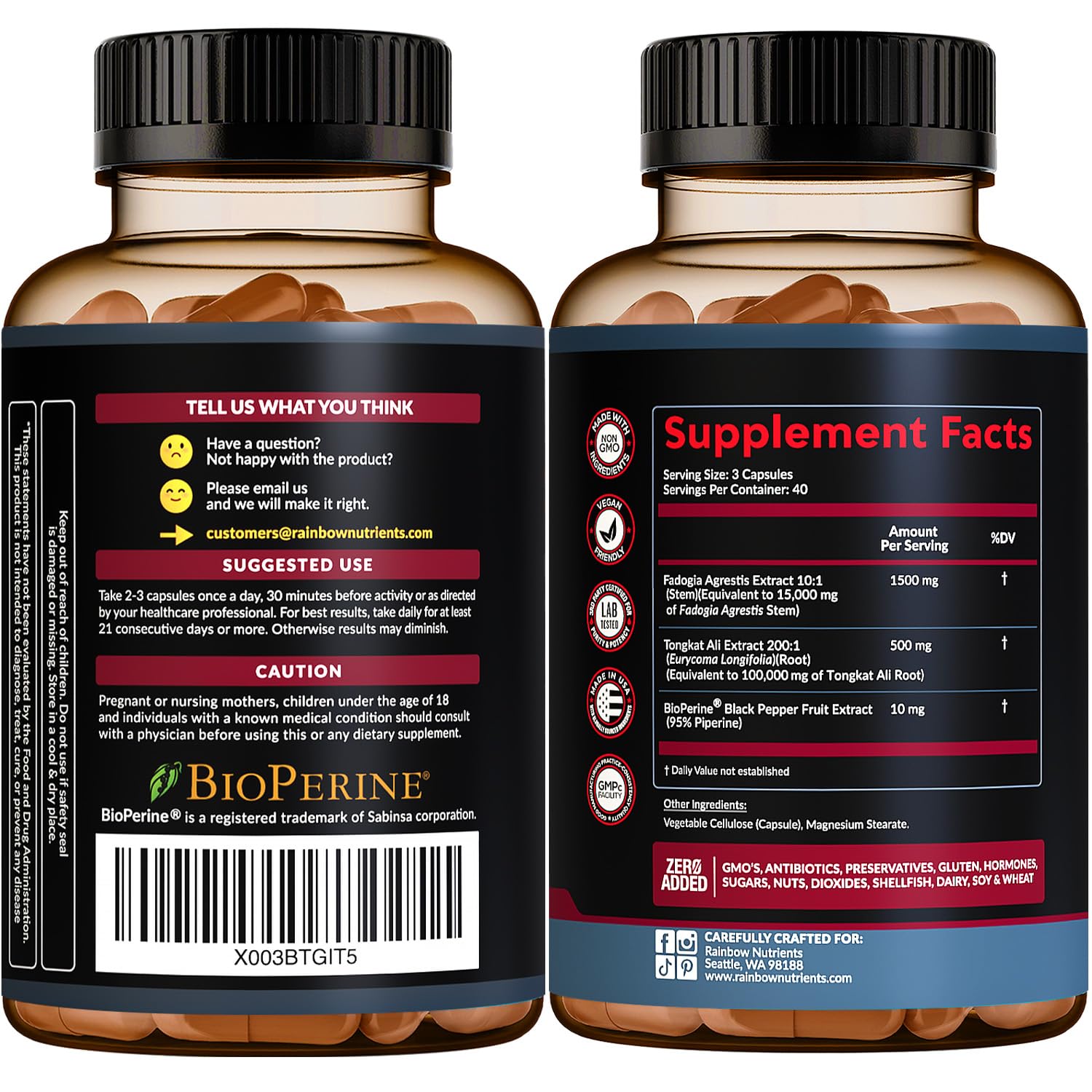 Rainbow Nutrients dosis diaria para soporte de resistencia y recuperación.