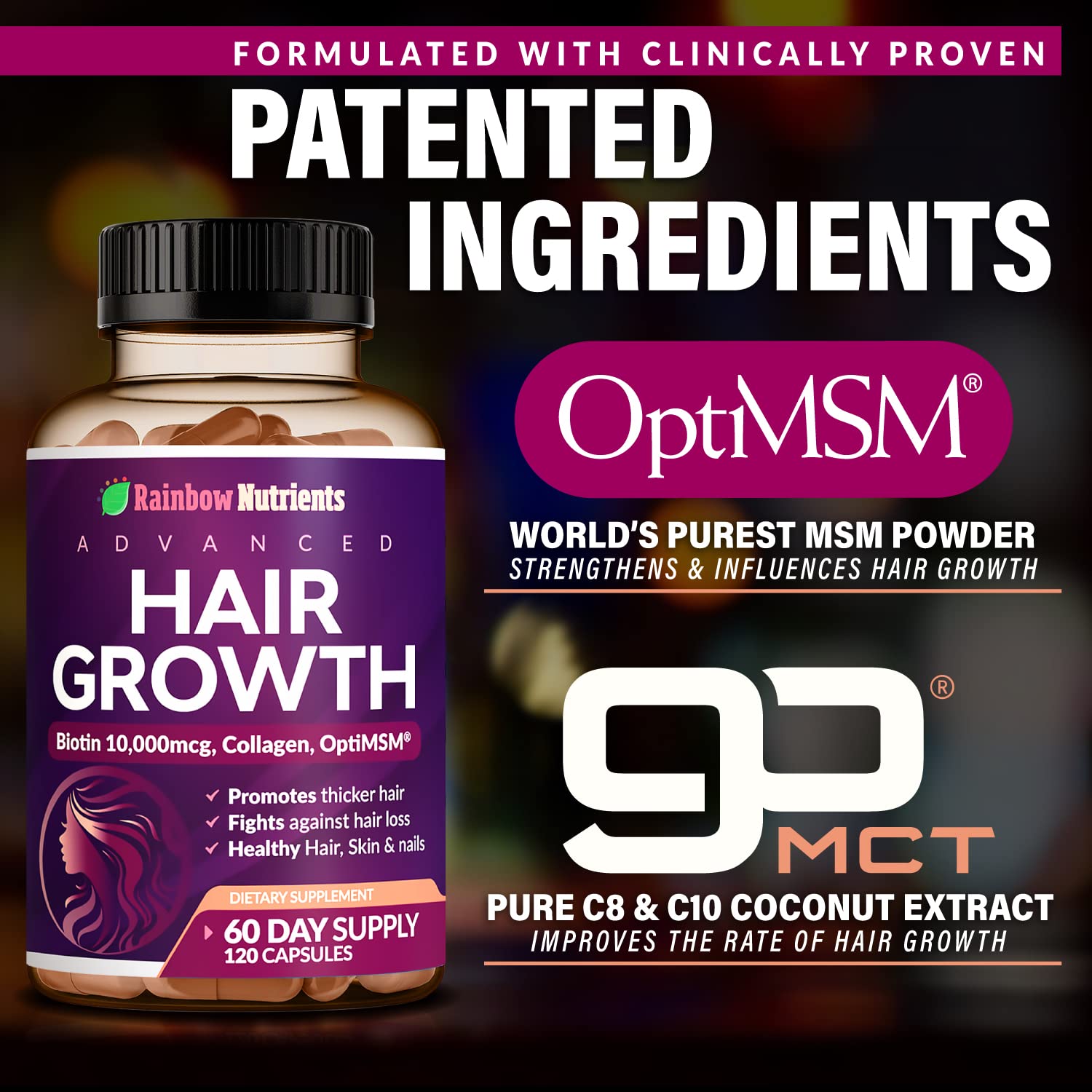 Rainbow Nutrients goMCT cápsulas, fuente de energía para piel y cabello.