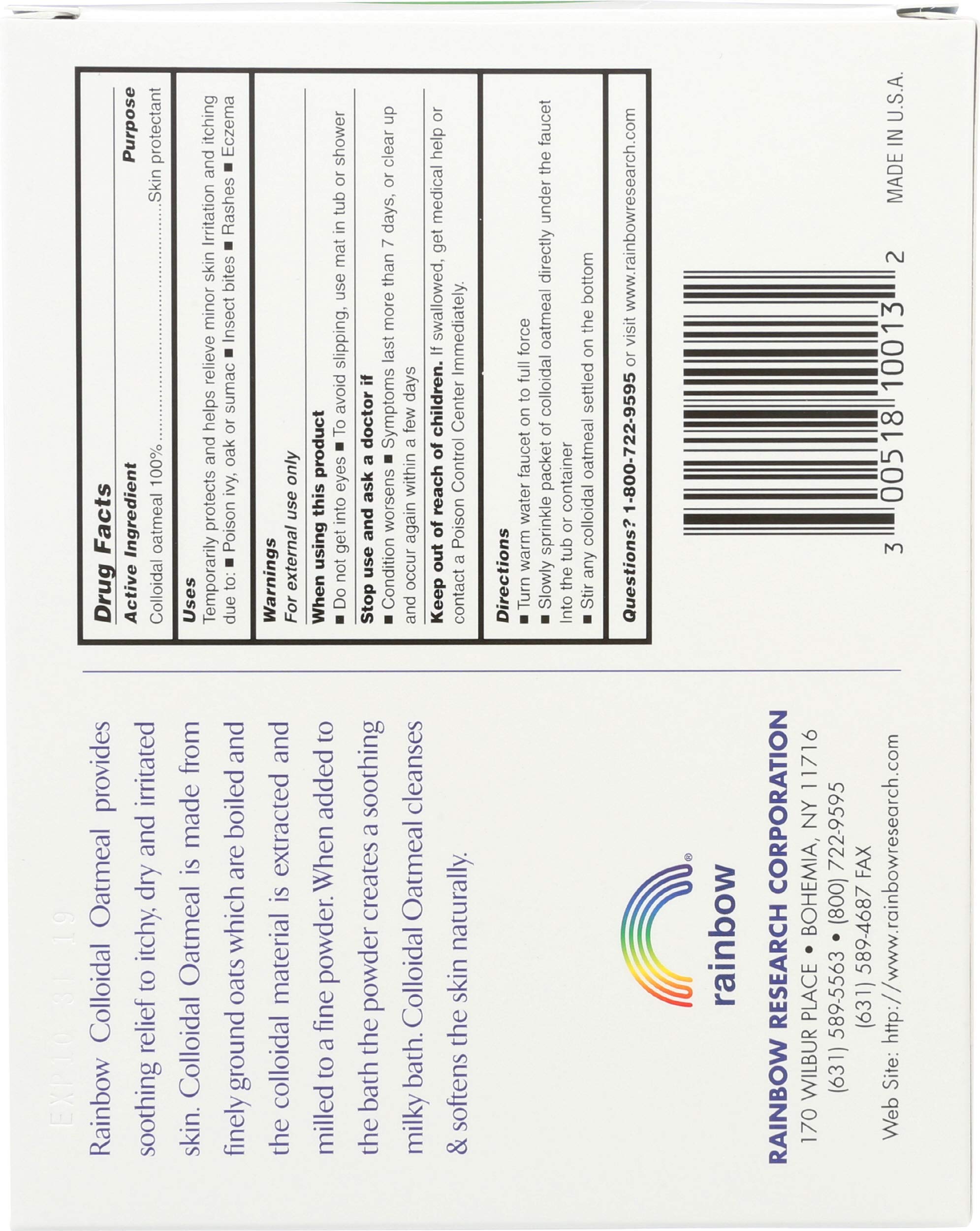 Avena coloidal pulverizada con textura finamente molida de Rainbow Research