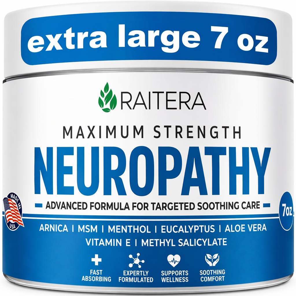 Raitera crema neuropatía, envase 7 oz, ideal para uso diario.
