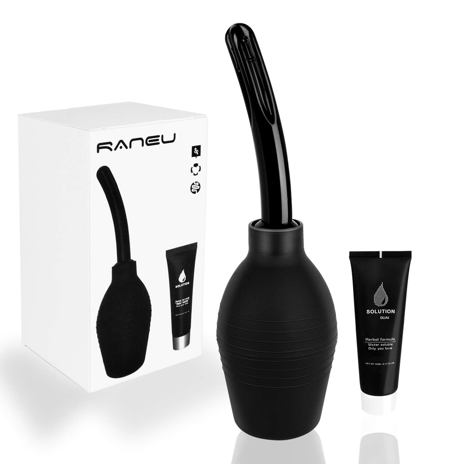 RANEU bombilla enema negra para uso cómodo y seguro.