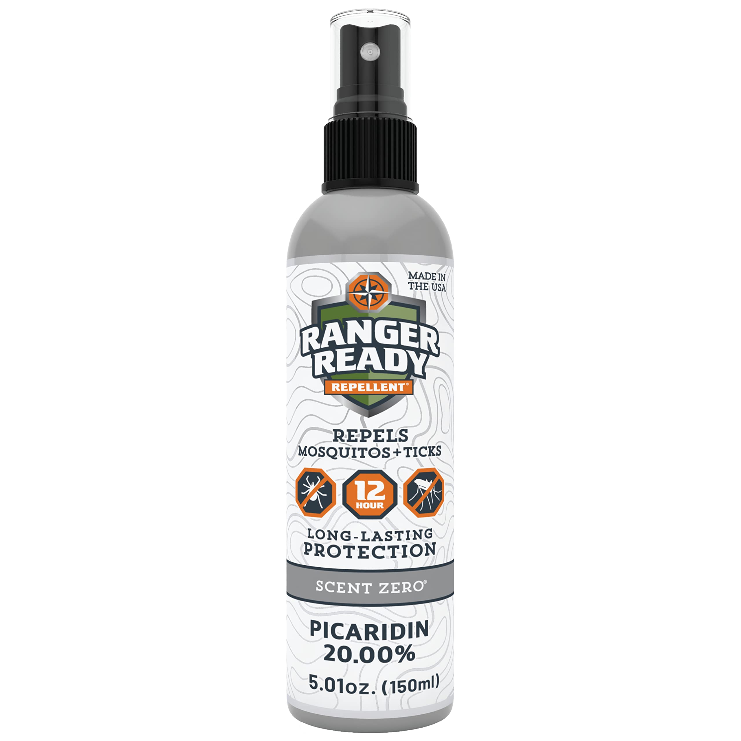 Botella Ranger Ready Repellents Picaridin 20% para protección duradera.