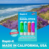 Ingredientes naturales de Rapid-K Nasal Sticks para un uso limpio.