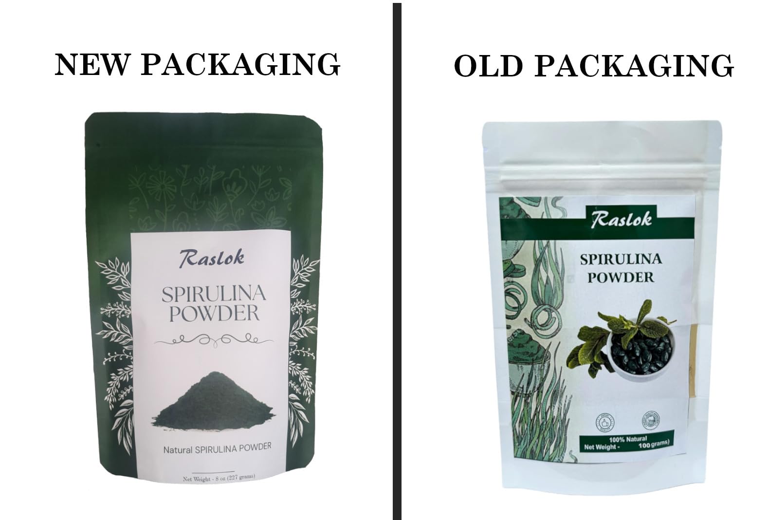 Raslok Espirulina batido energizante, complemento antioxidante para tu día.
