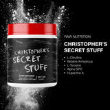 RAW Christopher's Secret Stuff etiqueta frontal muestra sabor Thavage