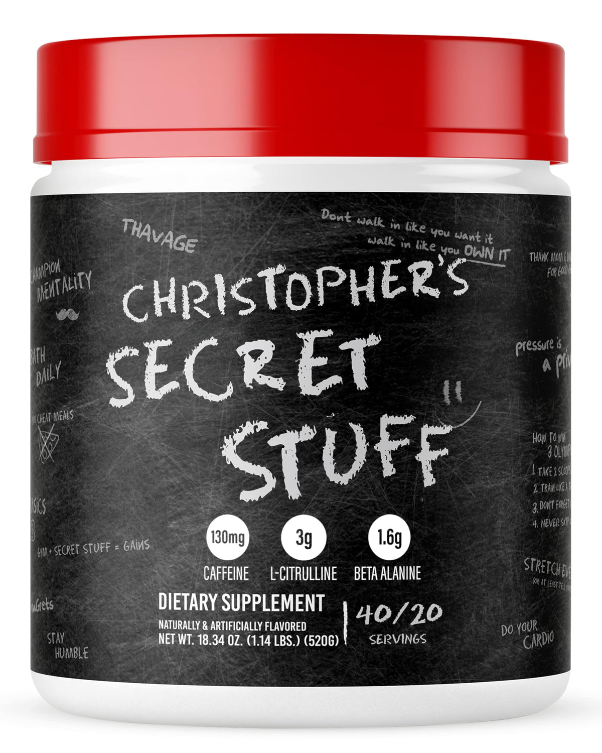 RAW Christopher's Secret Stuff polvo pre-entrenamiento con Thavage para energía sostenida