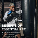 RAW Essential Pre-Workout bote compacto para uso en casa o gimnasio