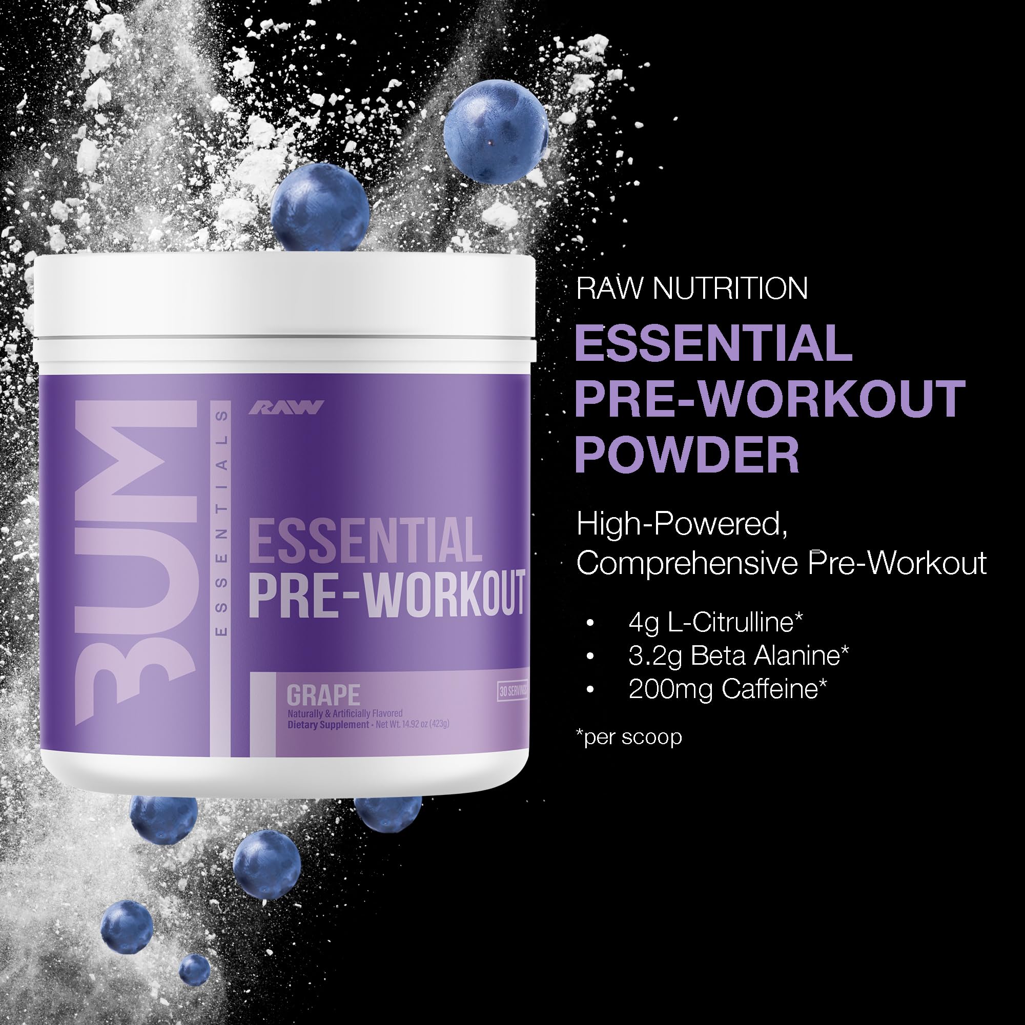 RAW Essential Pre-Workout cucharilla dosificadora para dosis precisas