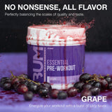 RAW Essential Pre-Workout etiqueta frontal que muestra transparencia de ingredientes