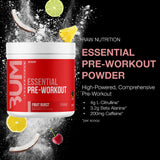 RAW Essential Pre-entrenamiento Esencial Fruta Explosión, mezcla fácil y agradable.