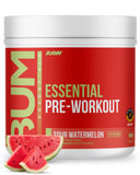 RAW Essential Pre-Workout en envase, energía sostenida para entrenamientos intensos.