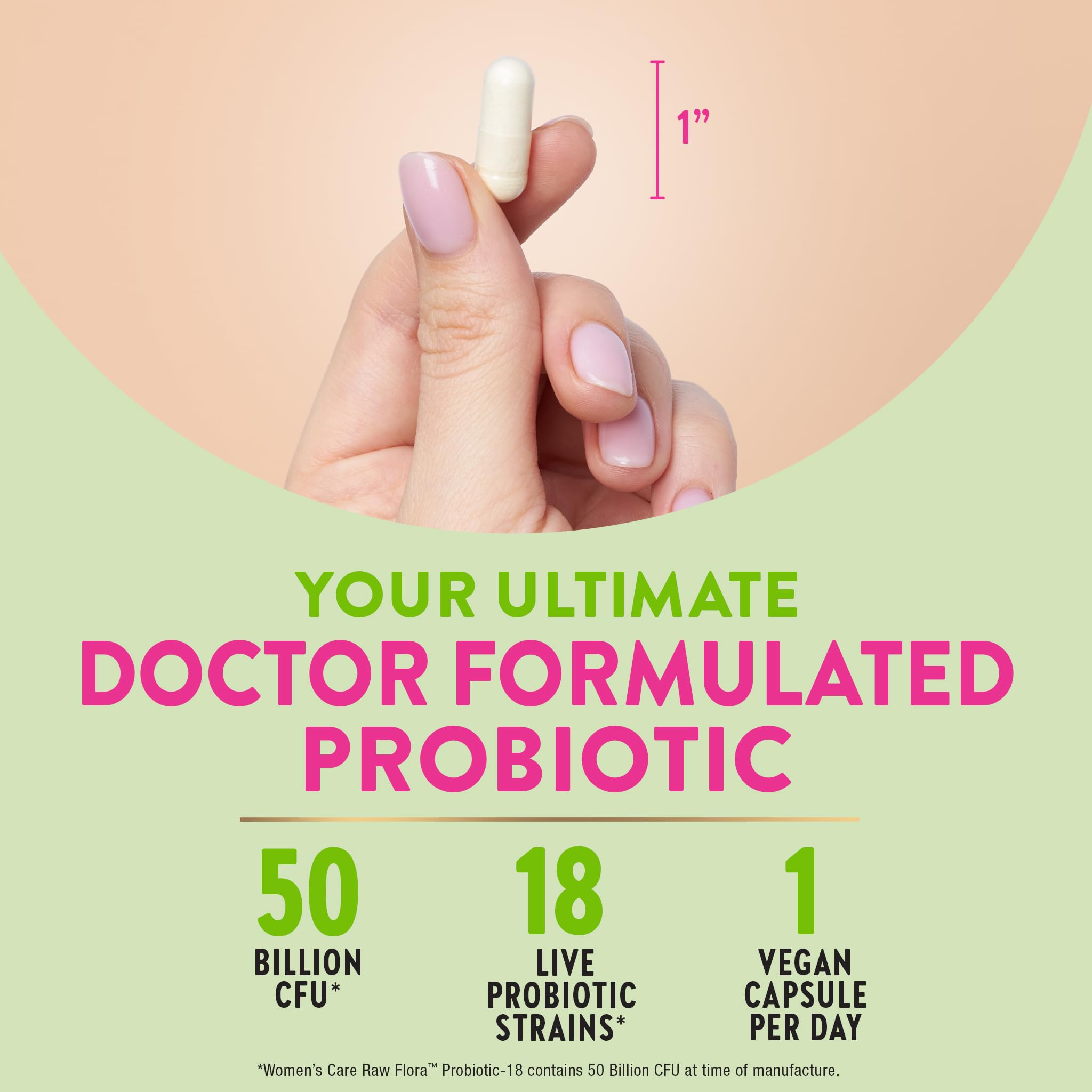 Raw Flora Probióticos para Mujer, cápsulas veganas, uso diario.