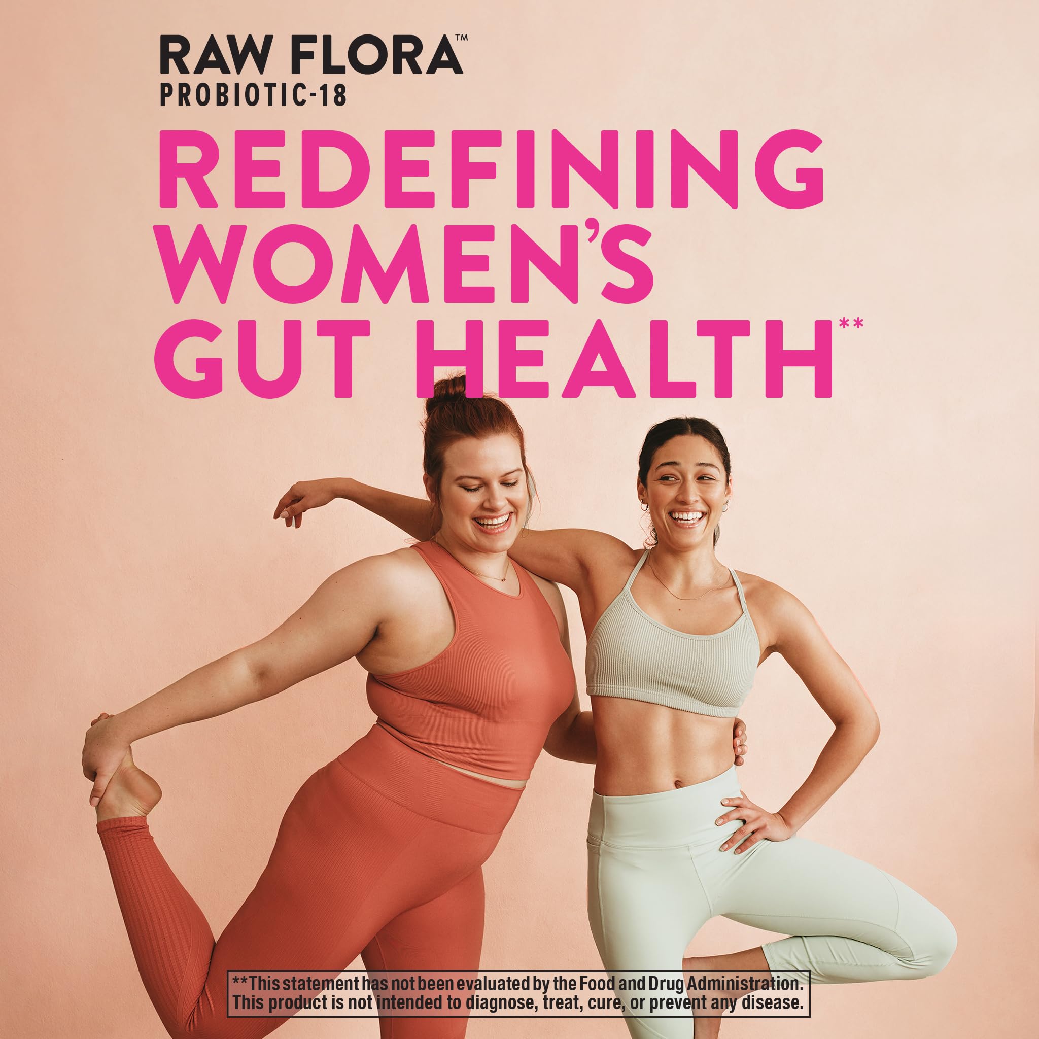 Raw Flora Probióticos para Mujer, uso diario recomendado con agua.