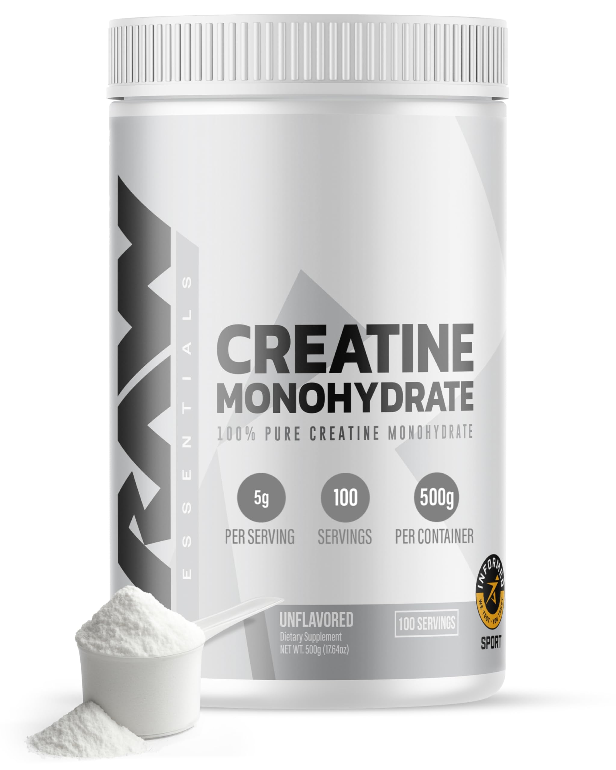 RAW Nutrition polvo de creatina monohidratada sin sabor para entrenamientos intensos