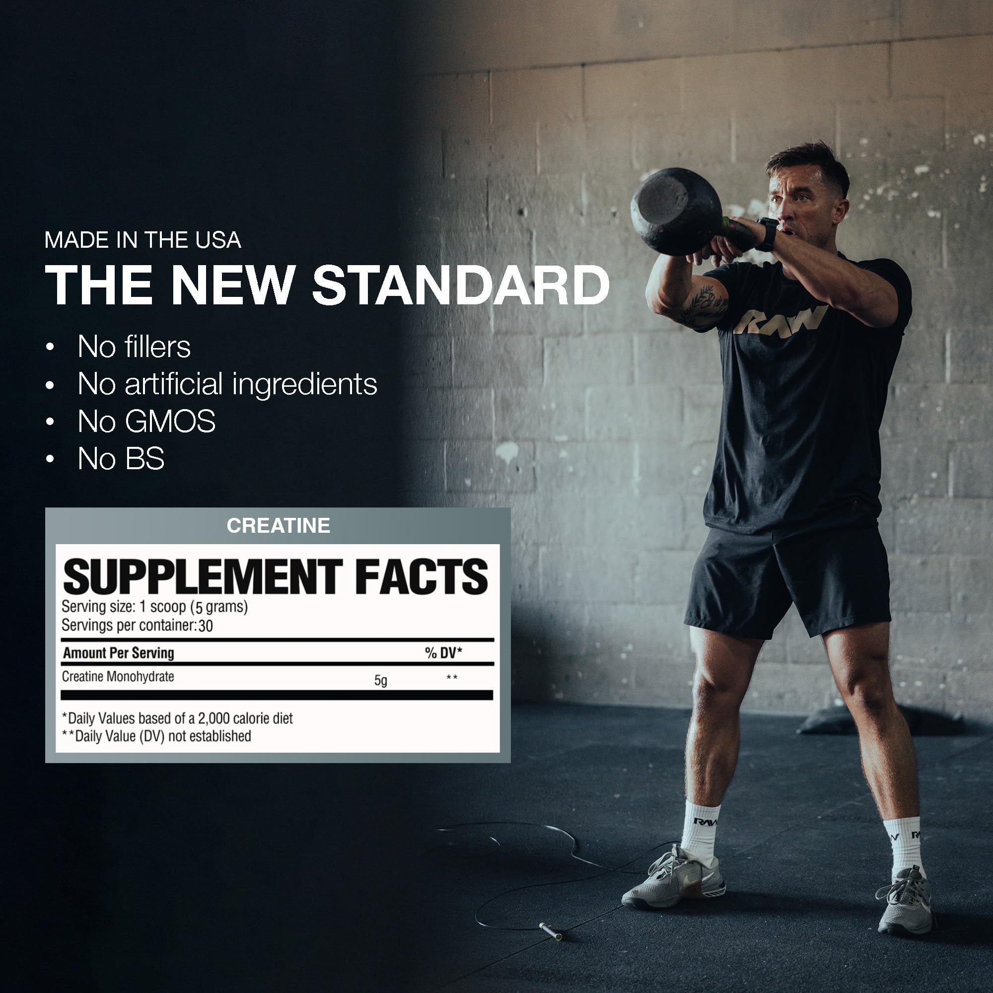 RAW Nutrition Creatina Monohidrato, ingrediente puro para apoyo a la fuerza y resistencia