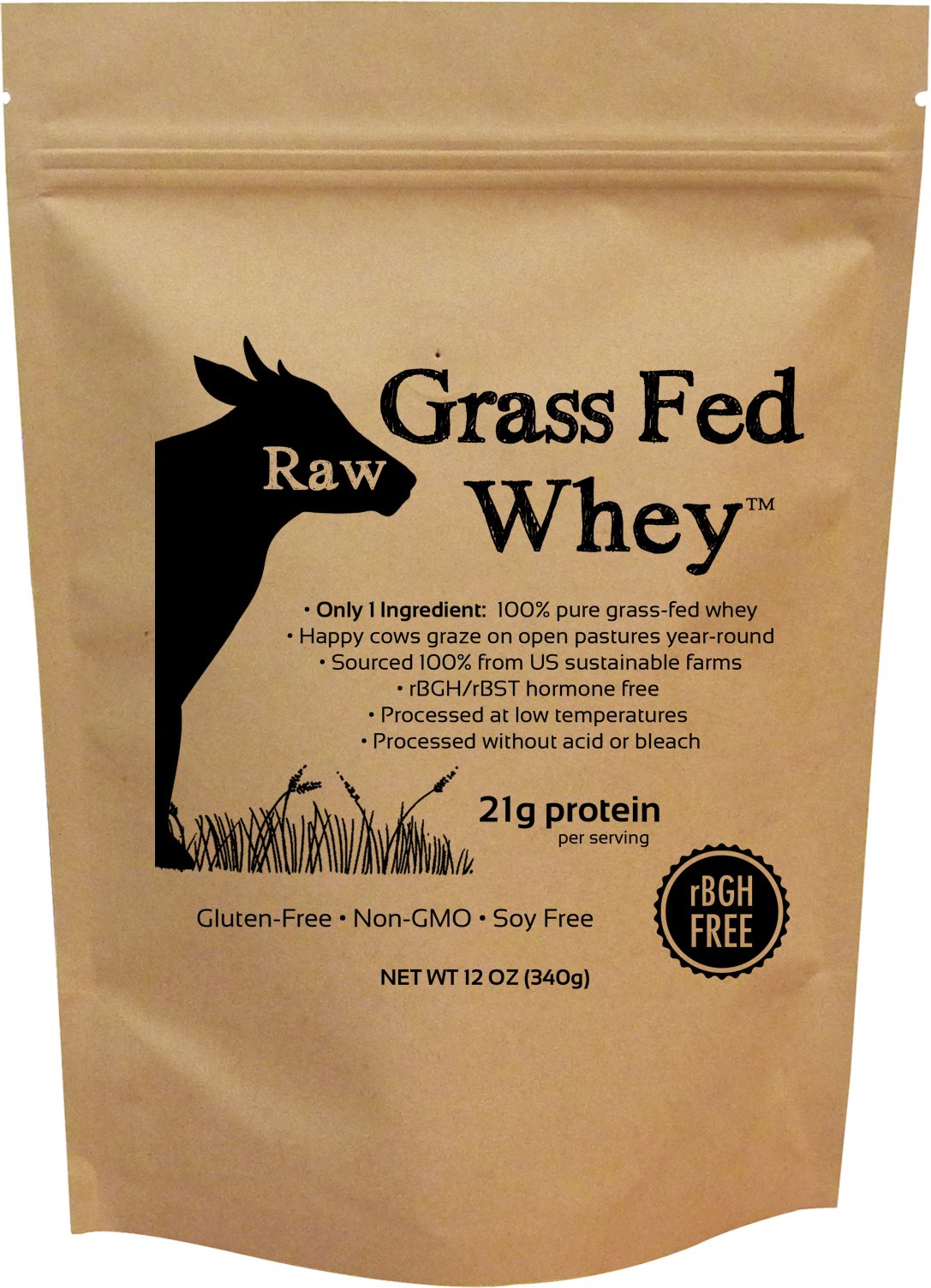Raw Organic Whey bolsa 12oz, proteína limpia para batidos diarios.