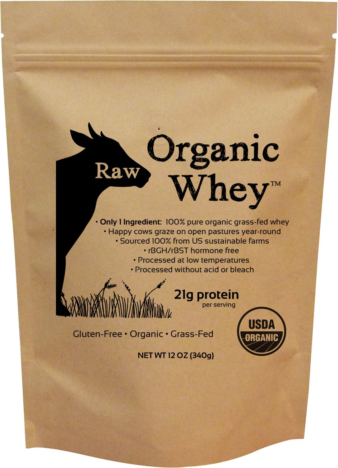 Raw Organic Whey: botella de proteína sin sabor para batidos limpios