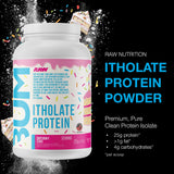 RAW Itholate proteina aislada de suero, cuchara medidora, porción de 25 g para entrenamientos diarios.