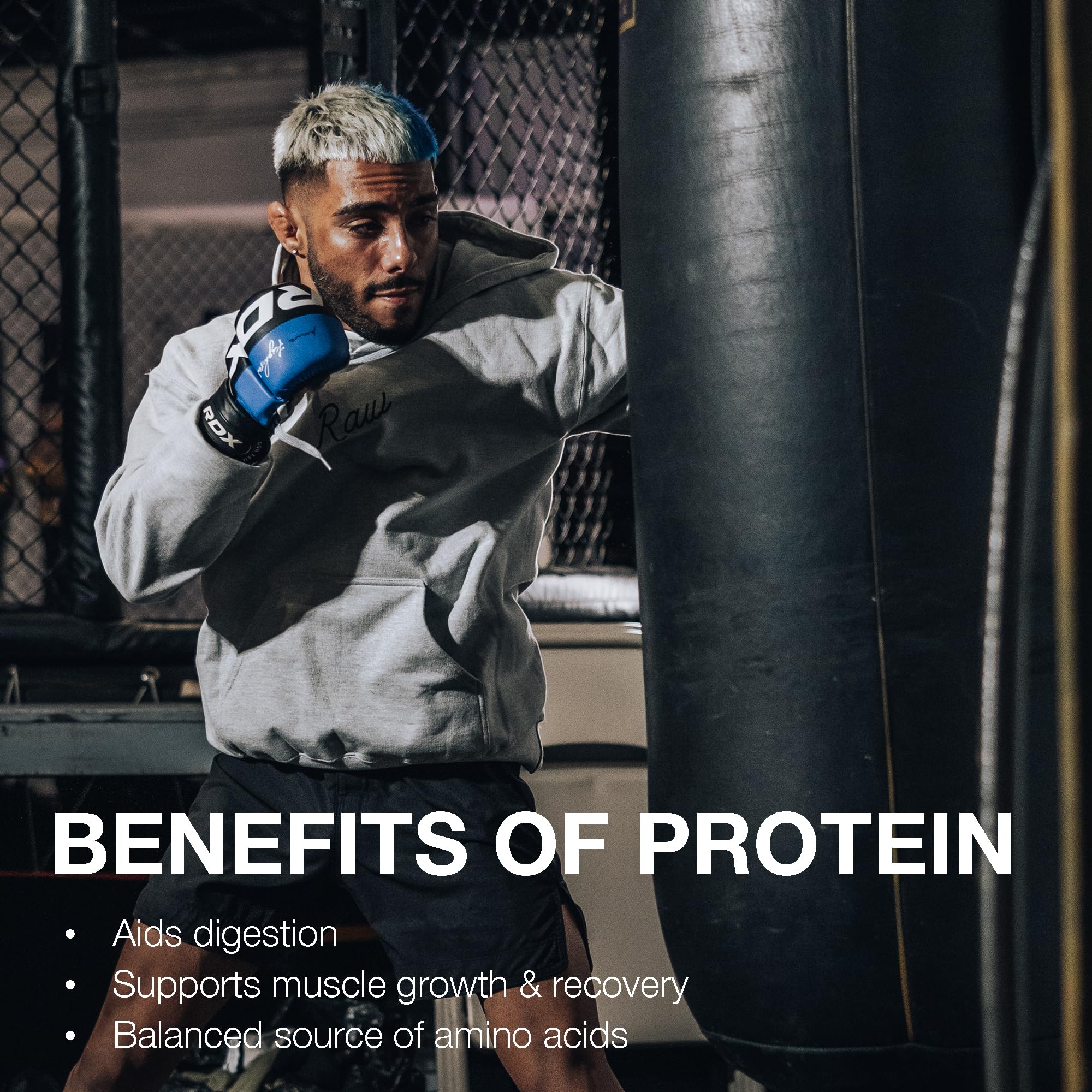 RAW Proteína Aislada de Suero, detalle de ingredientes; opción sin rellenos.