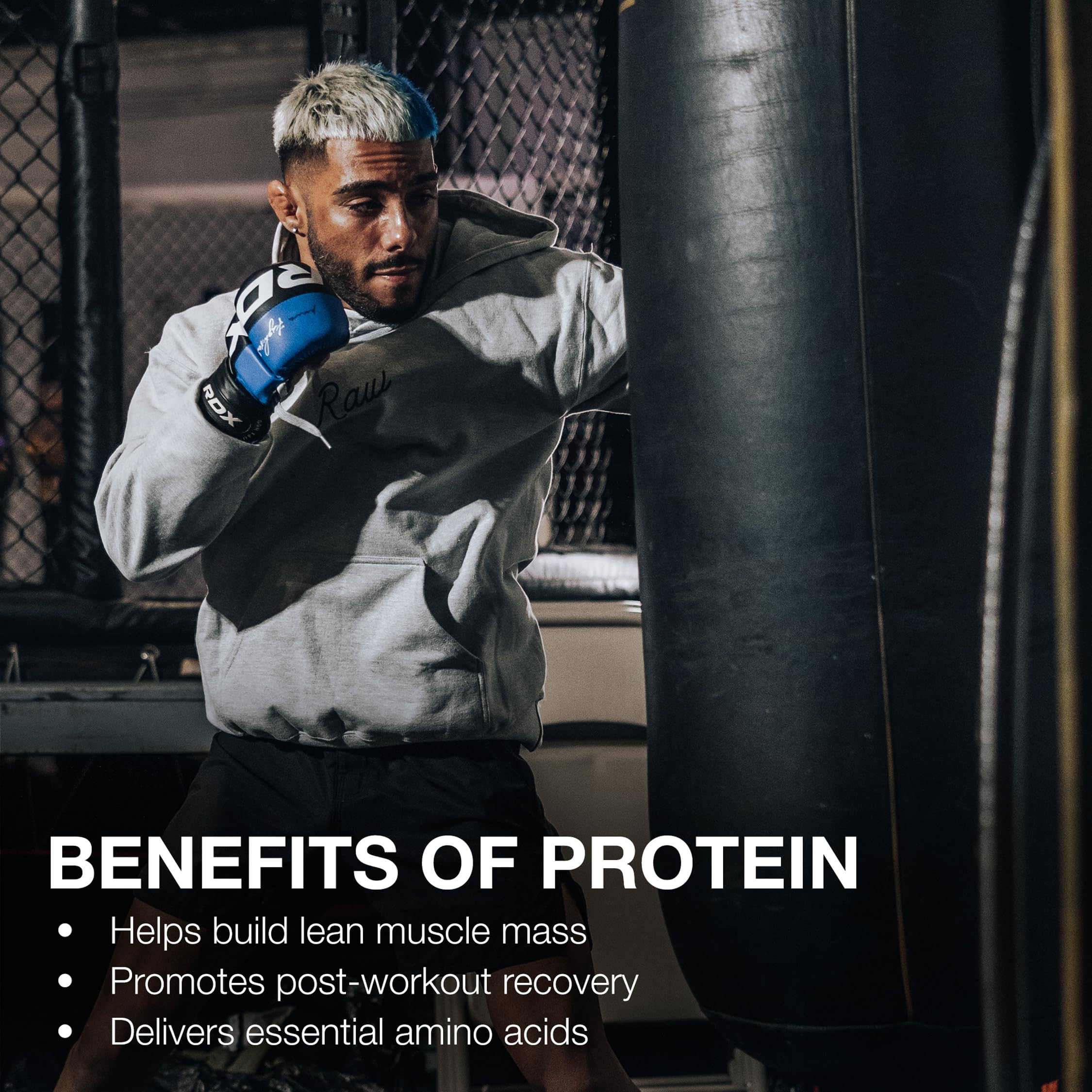 Etiqueta del producto RAW Proteína de Suero Aislada con sabor Galletas y Crema